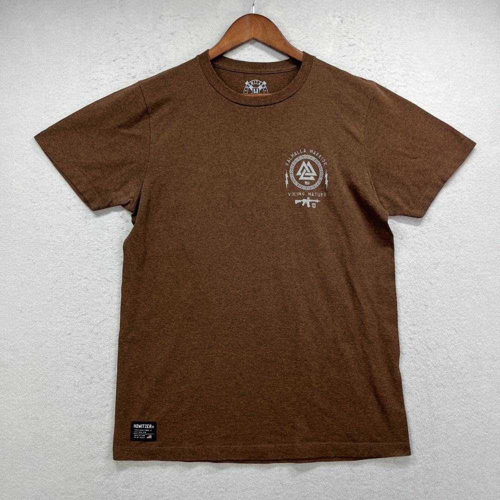 Howitzer Valhalla Warrior T Shirt Mens M Brown Viking Nature Graphic Patriot Tee
